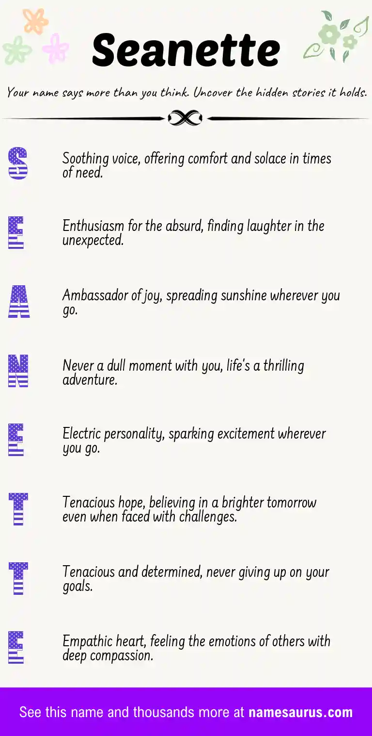 Acrostic poem about Seanette.