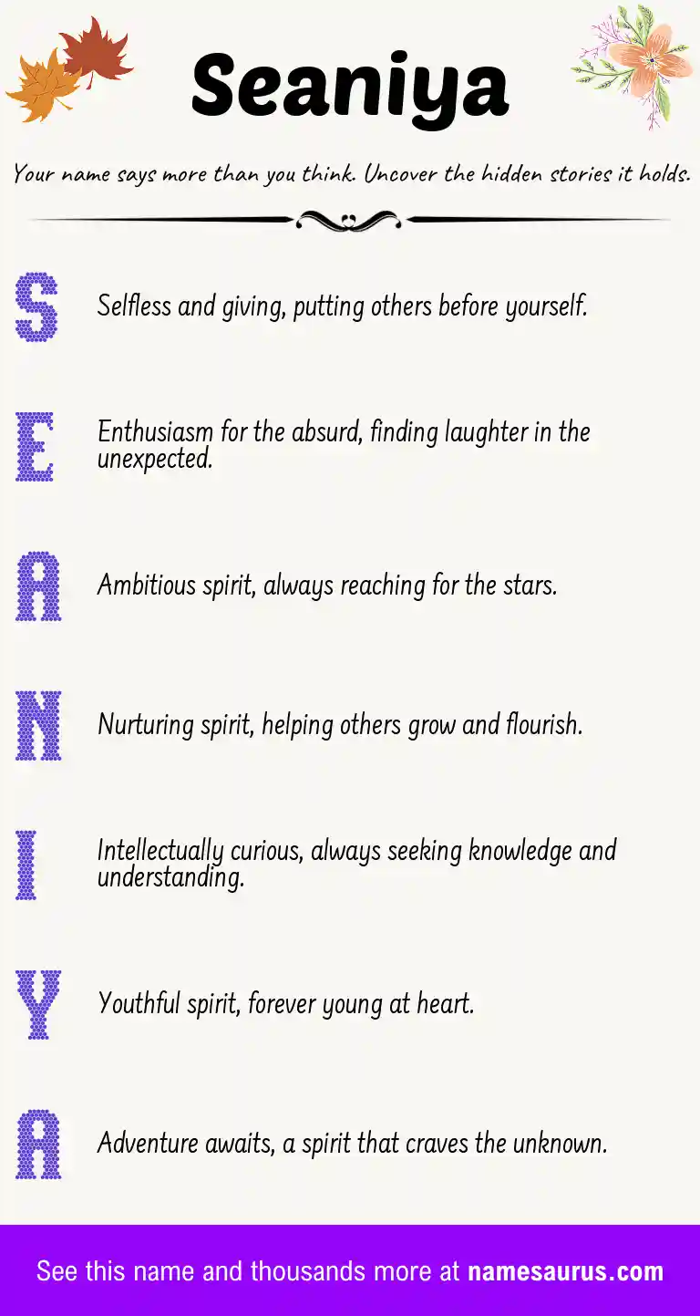 Acrostic poem about Seaniya.