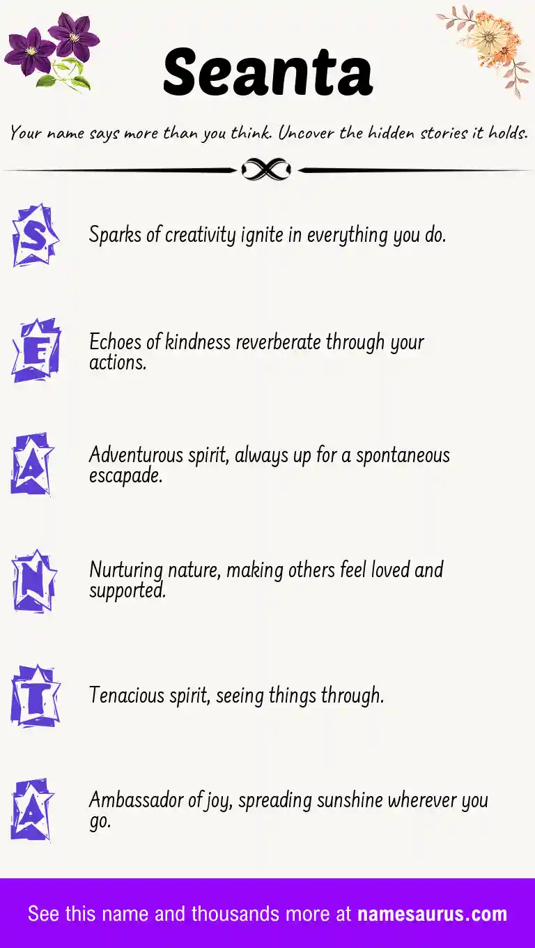 Acrostic poem about Seanta.