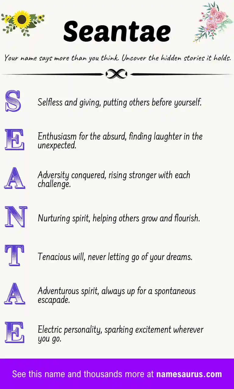 Acrostic poem about Seantae.