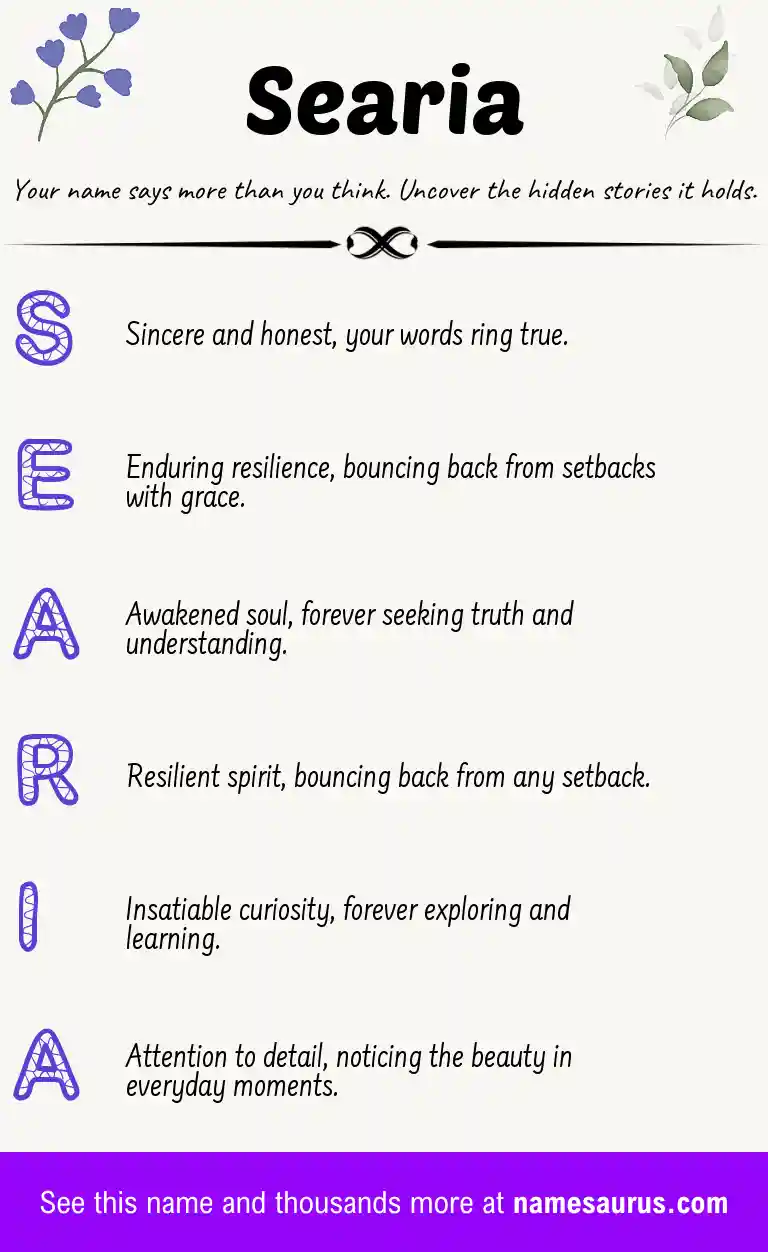 Acrostic poem about Searia.