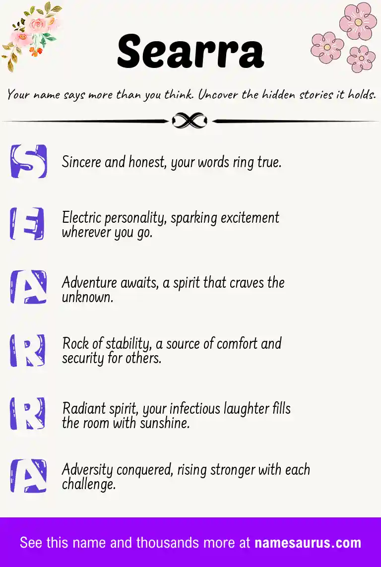 Acrostic poem about Searra.