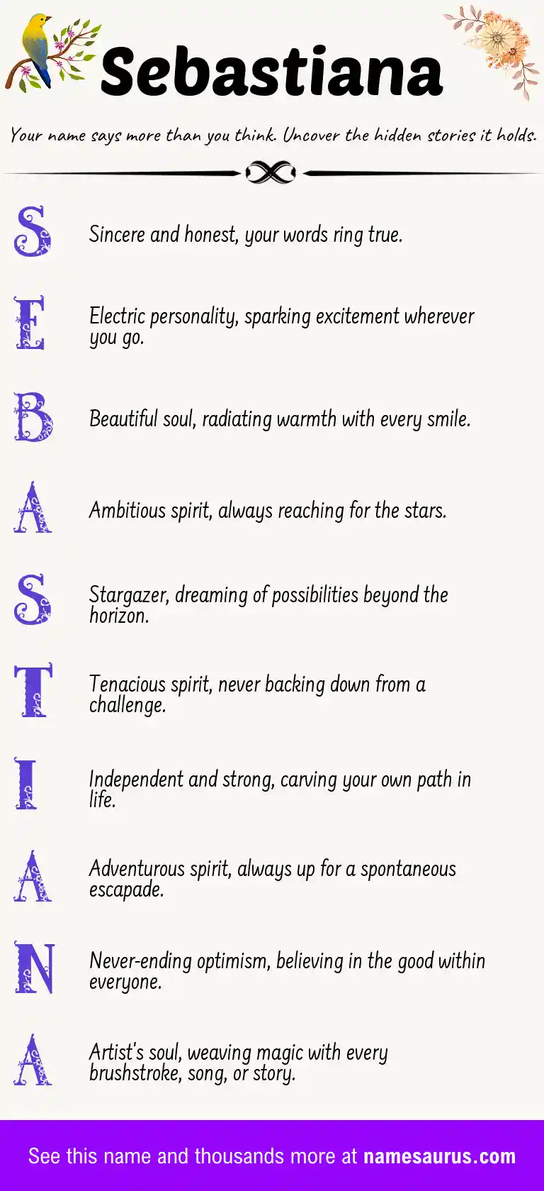 Acrostic poem about Sebastiana.