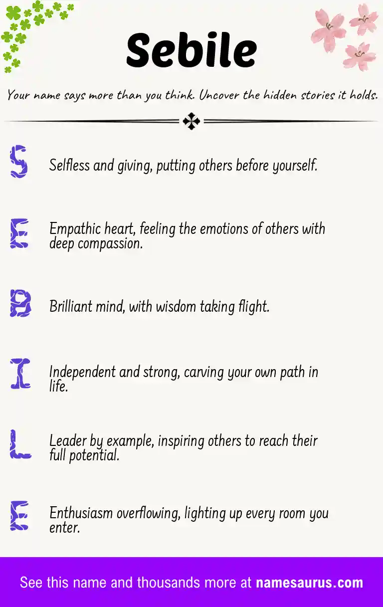 Acrostic poem about Sebile.