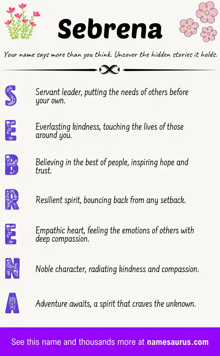 Acrostic poem about Sebrena.