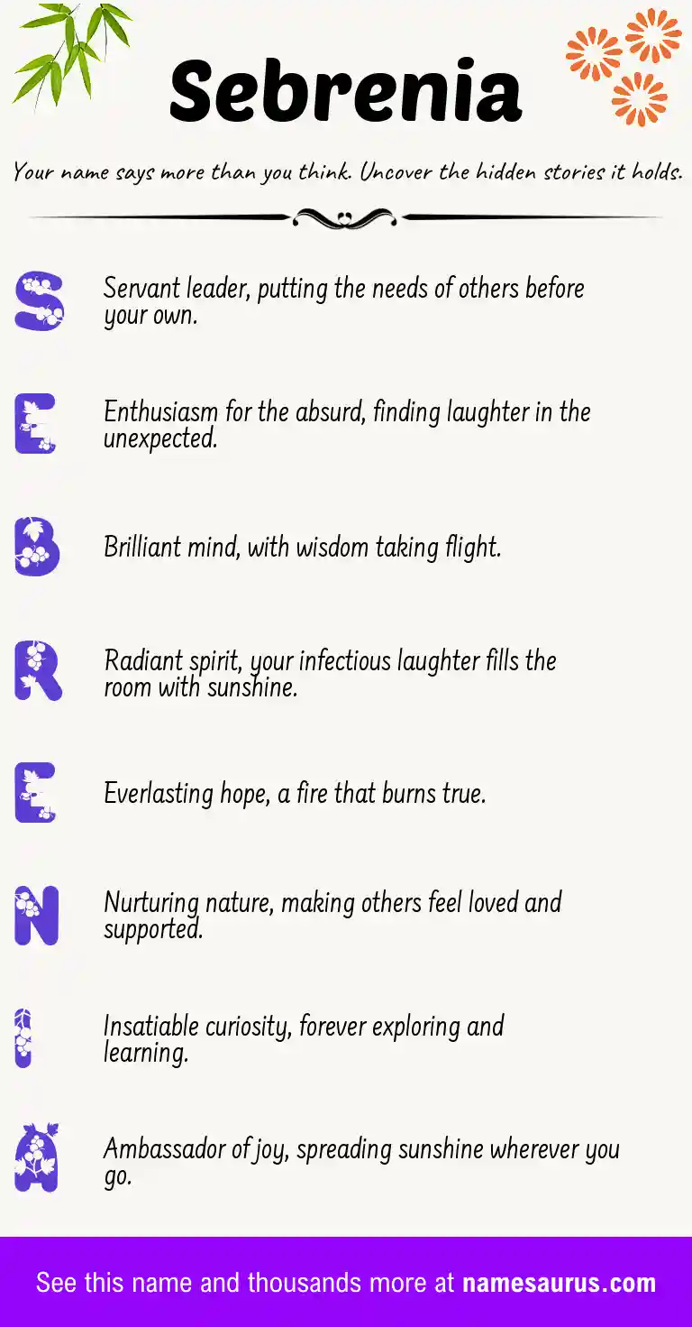 Acrostic poem about Sebrenia.