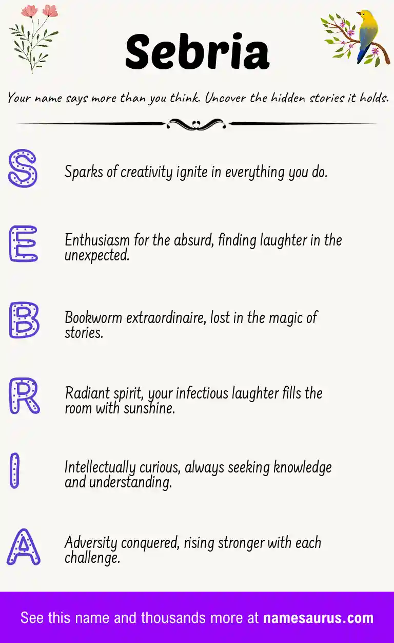 Acrostic poem about Sebria.