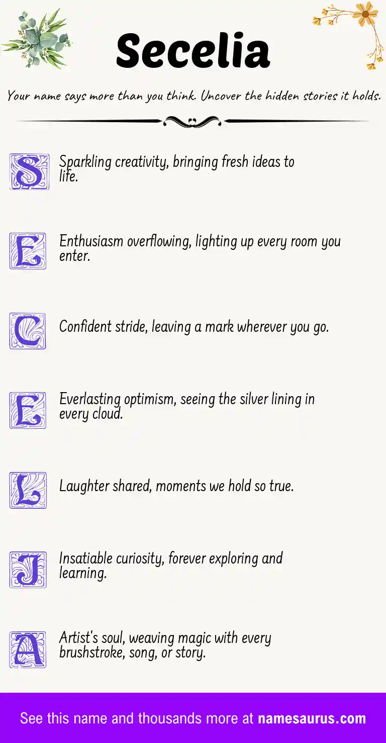 Acrostic poem about Secelia.