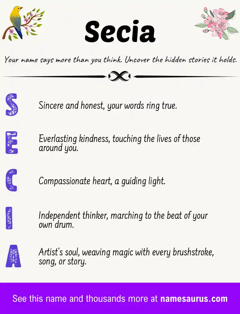 Acrostic poem about Secia.
