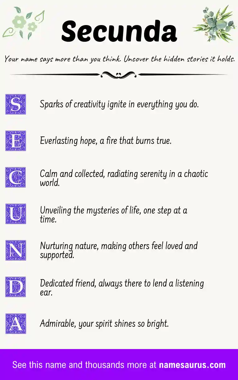 Acrostic poem about Secunda.