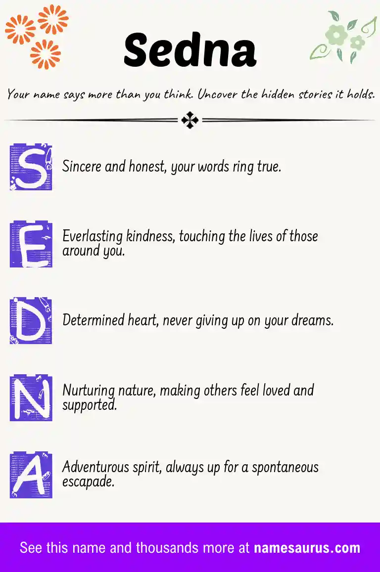Acrostic poem about Sedna.