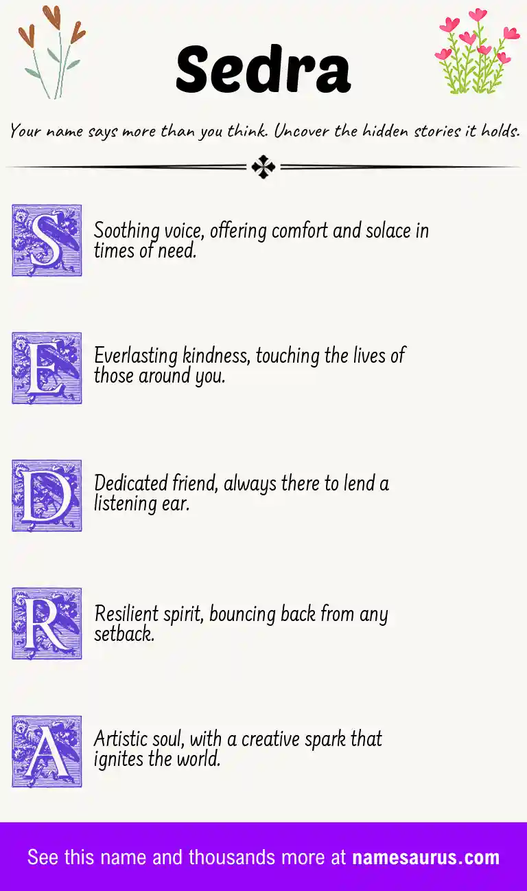 Acrostic poem about Sedra.