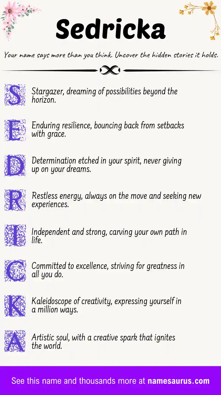 Acrostic poem about Sedricka.