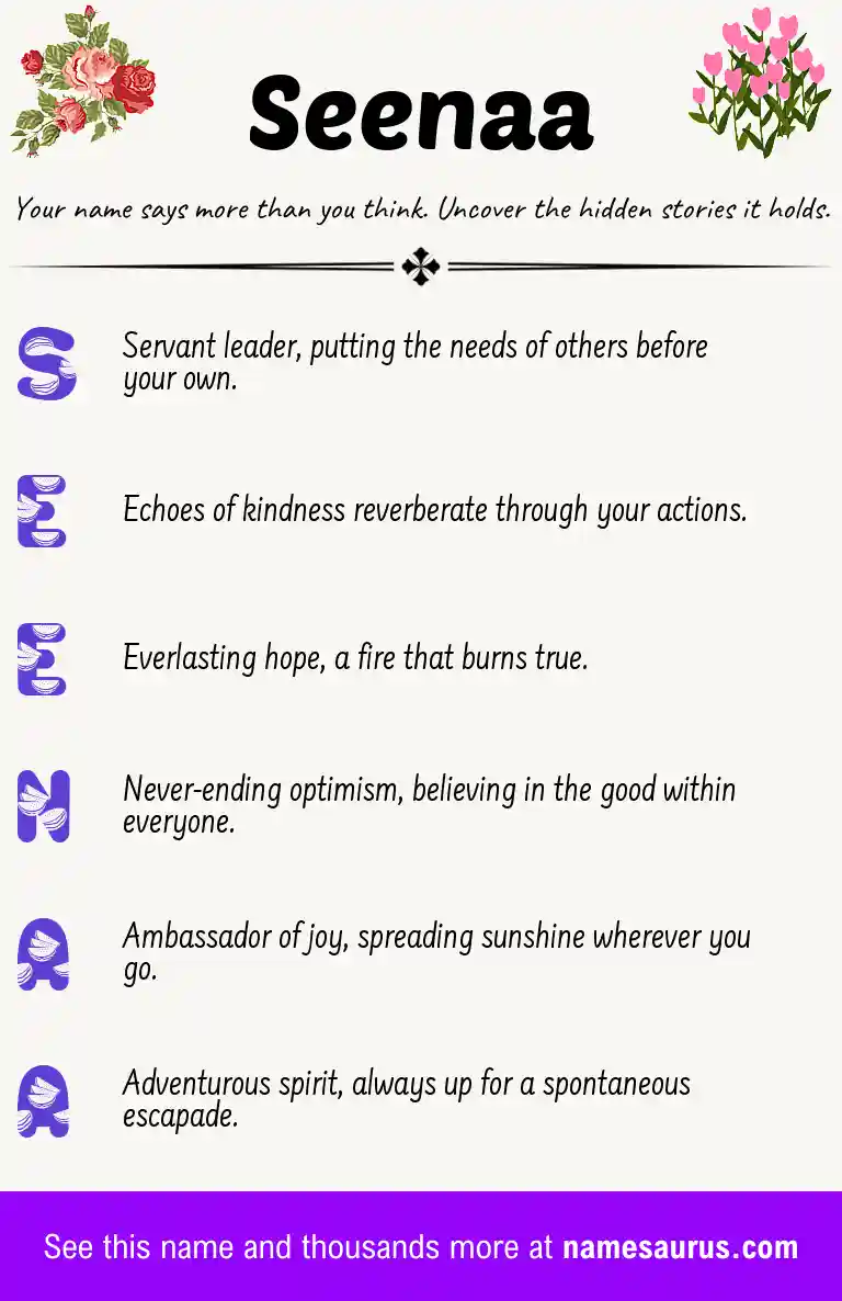 Acrostic poem about Seenaa.