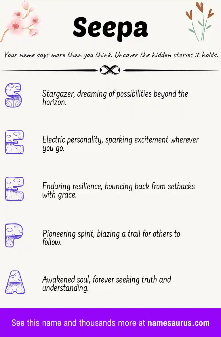 Acrostic poem about Seepa.