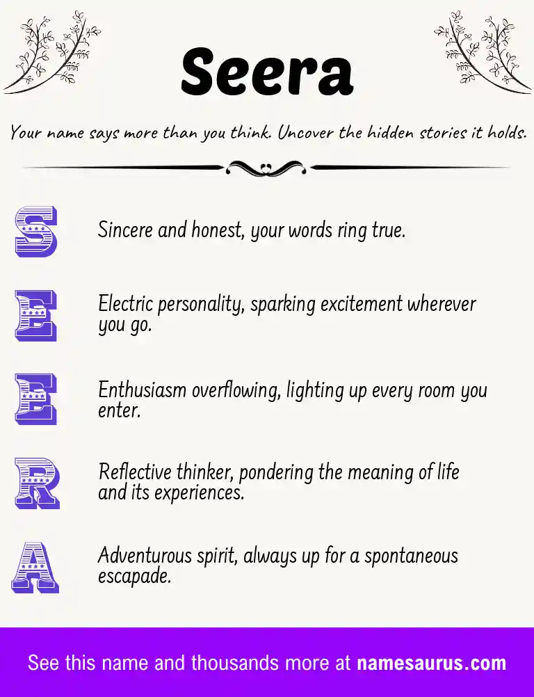 Acrostic poem about Seera.