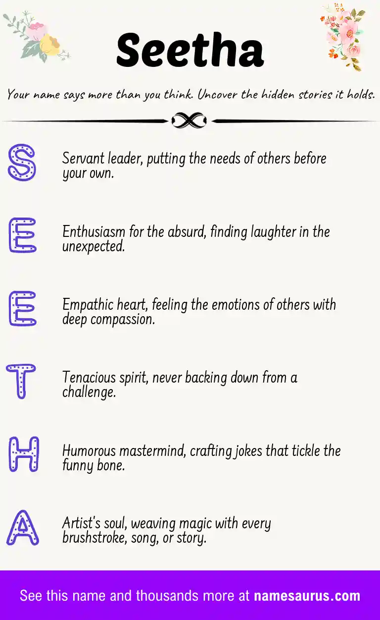 Acrostic poem about Seetha.