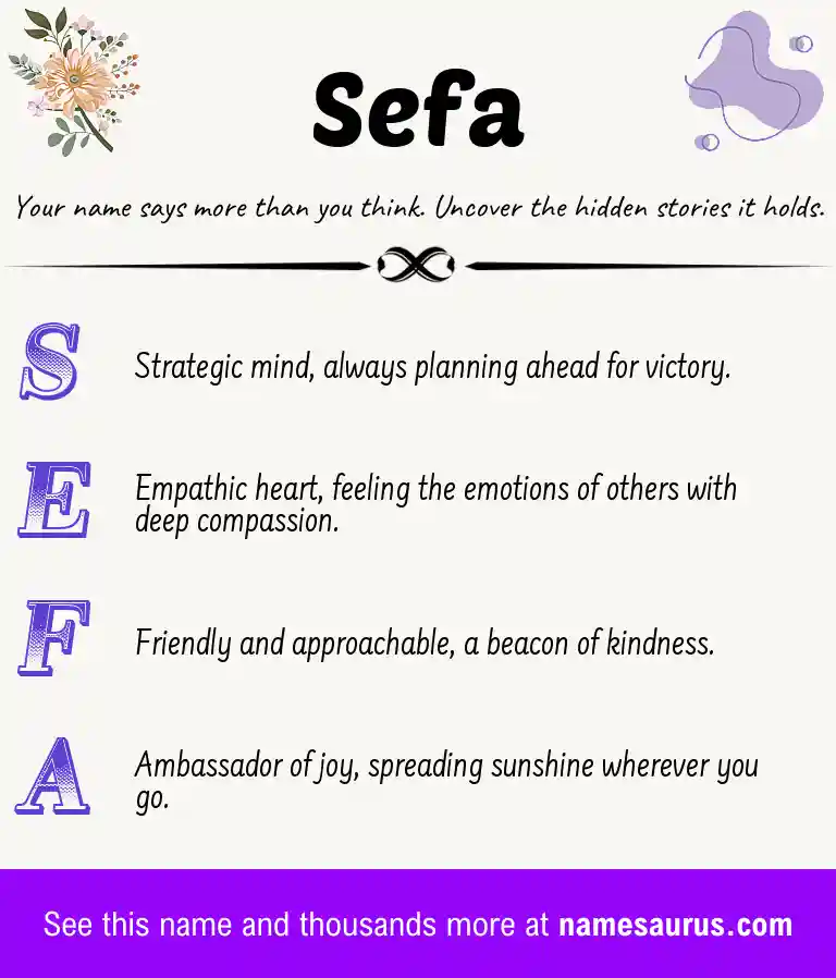 Acrostic poem about Sefa.
