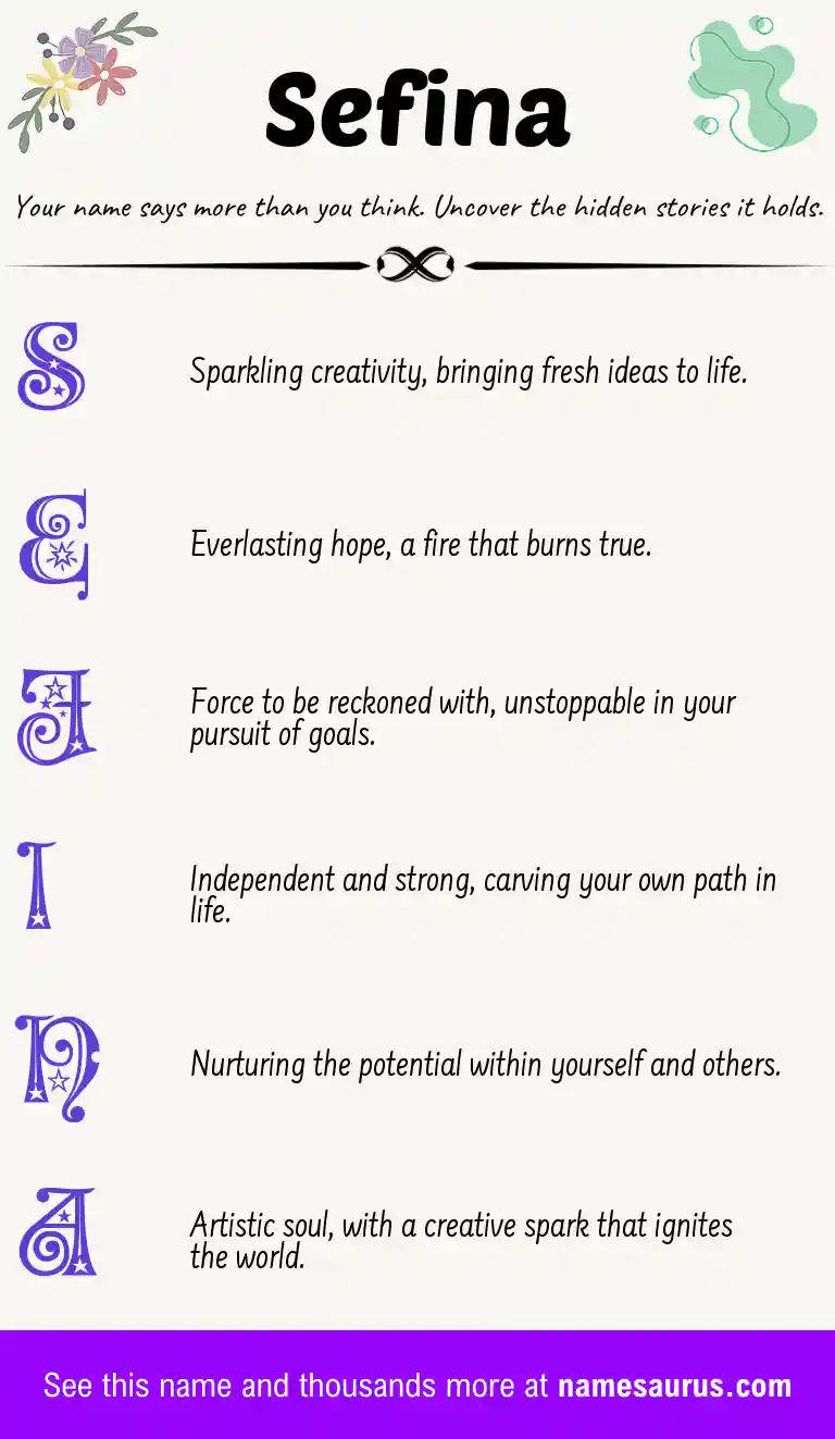 Acrostic poem about Sefina.