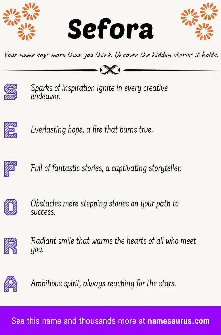 Acrostic poem about Sefora.