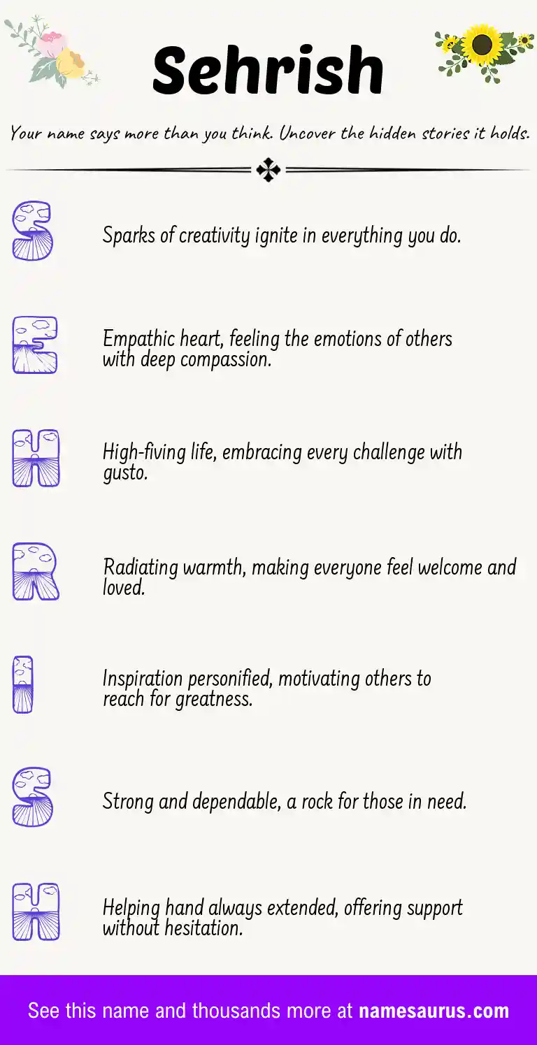 Acrostic poem about Sehrish.
