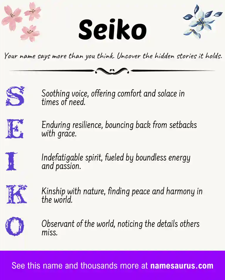 Acrostic poem about Seiko.