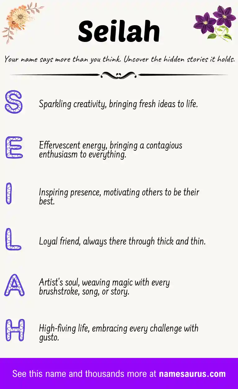 Acrostic poem about Seilah.