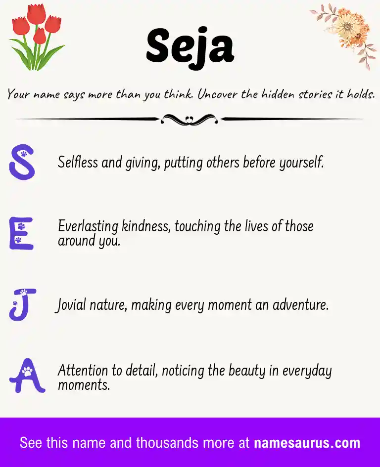 Acrostic poem about Seja.