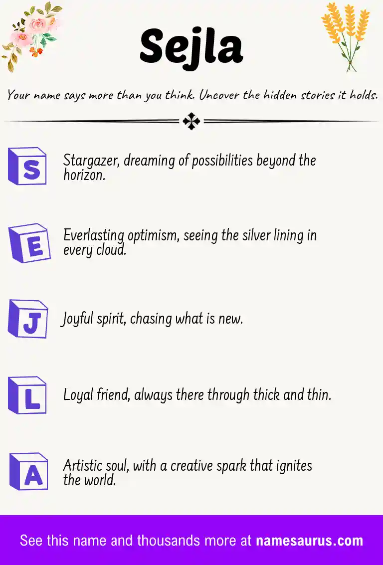 Acrostic poem about Sejla.