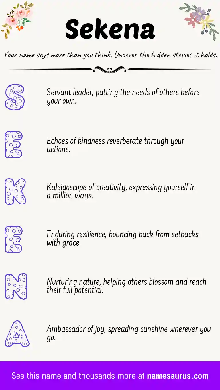 Acrostic poem about Sekena.