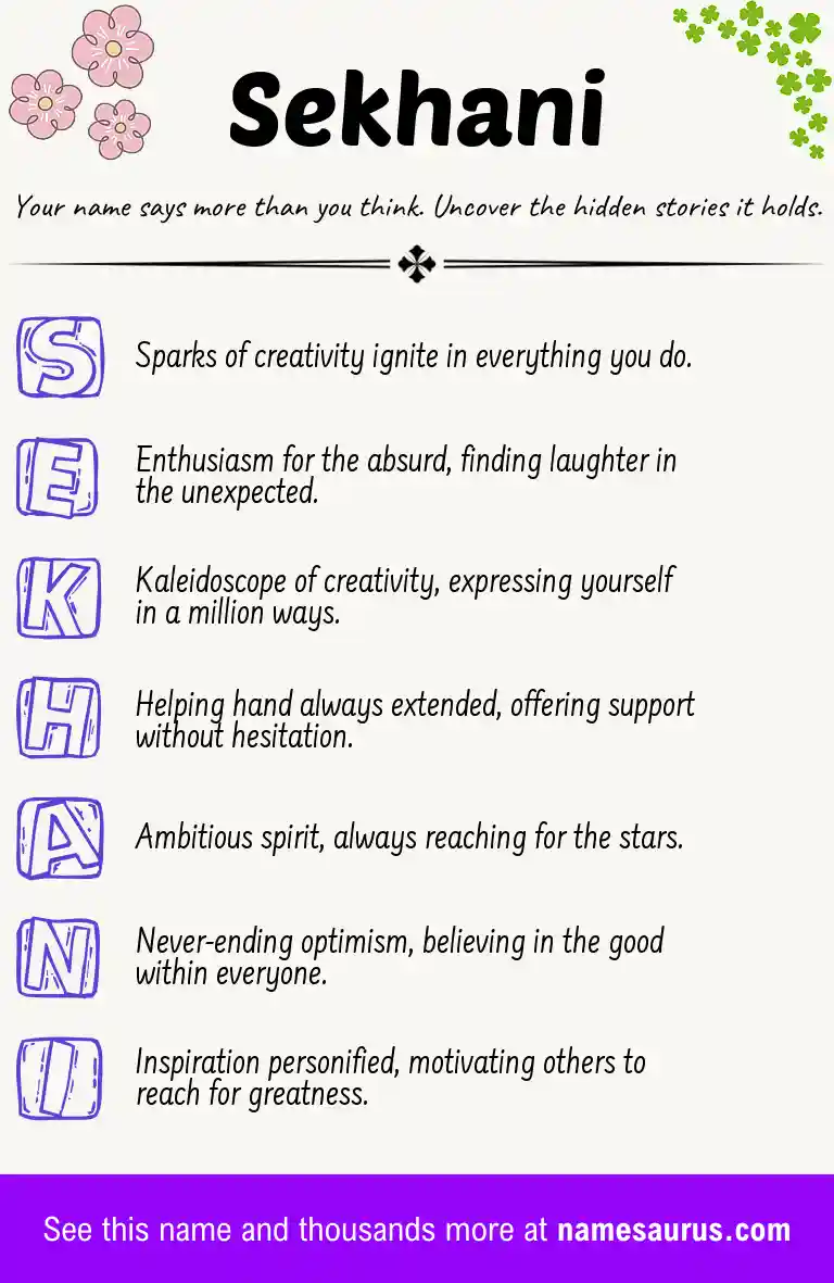 Acrostic poem about Sekhani.
