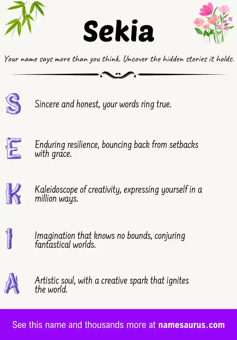 Acrostic poem about Sekia.