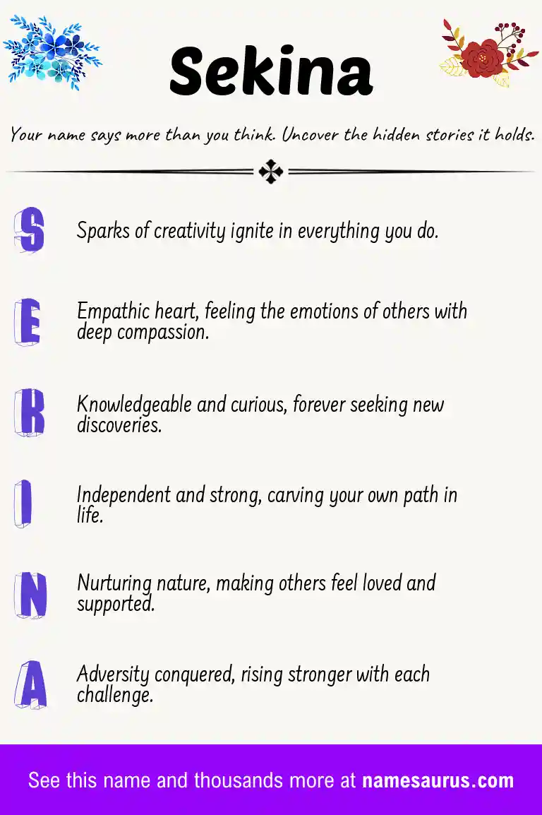 Acrostic poem about Sekina.