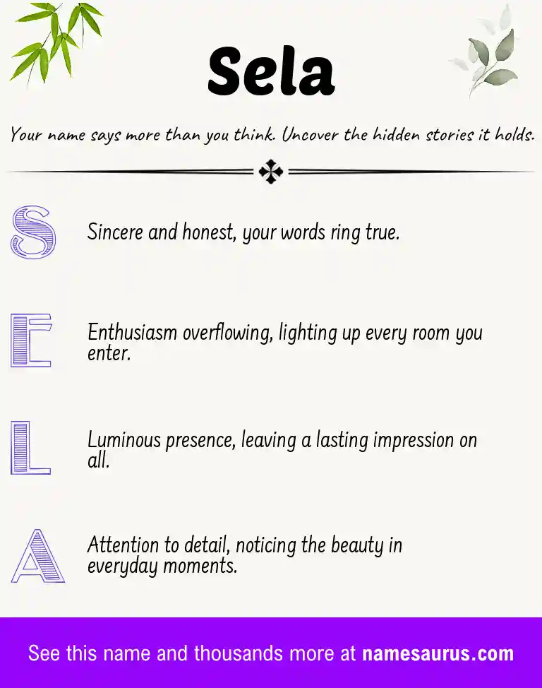 Acrostic poem about Sela.