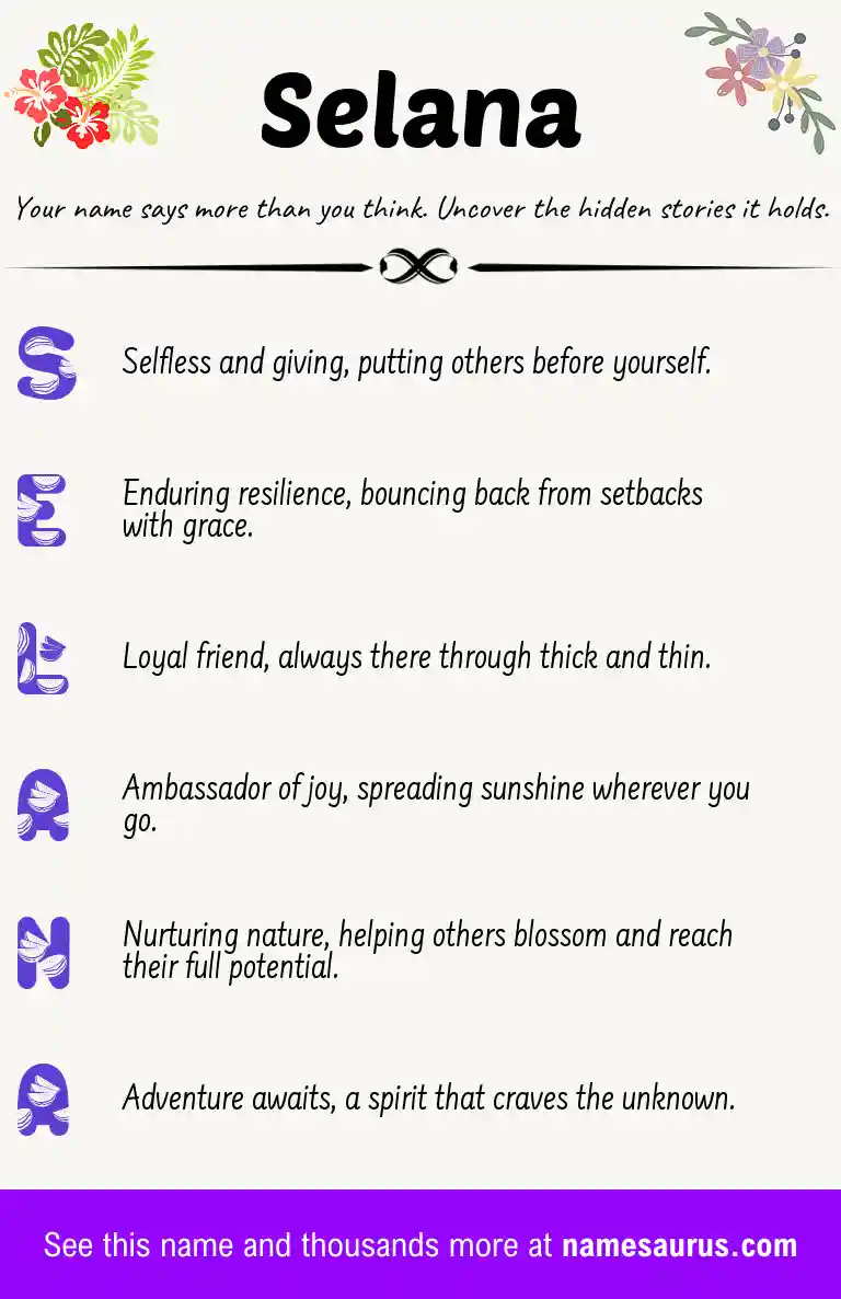 Acrostic poem about Selana.