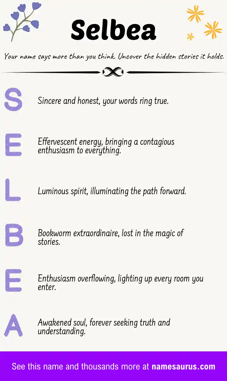 Acrostic poem about Selbea.