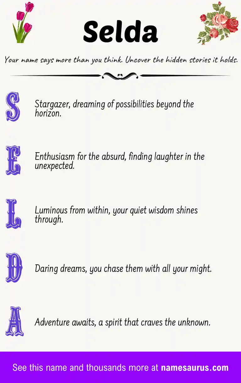 Acrostic poem about Selda.