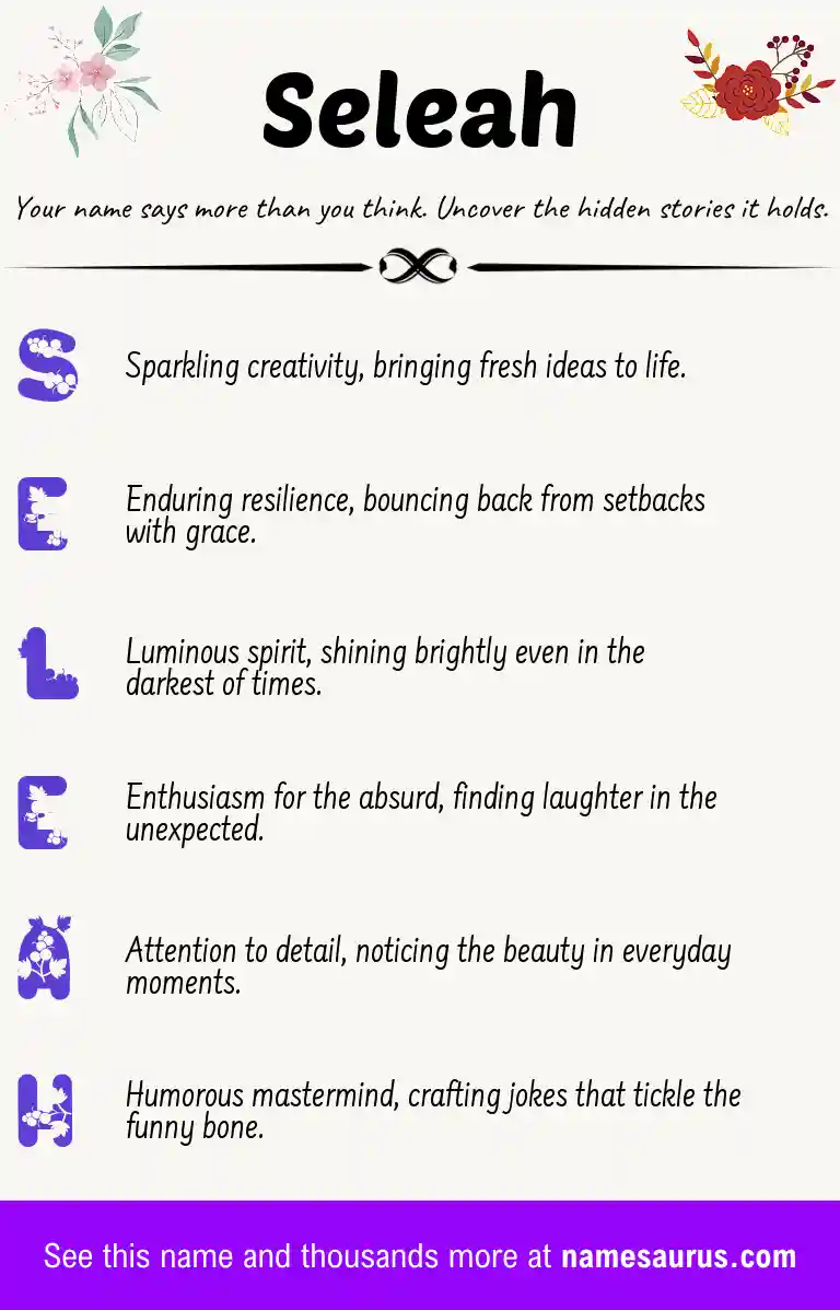 Acrostic poem about Seleah.