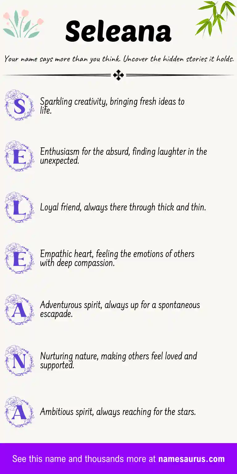 Acrostic poem about Seleana.
