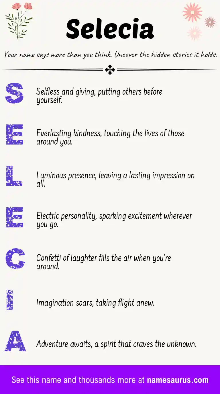 Acrostic poem about Selecia.