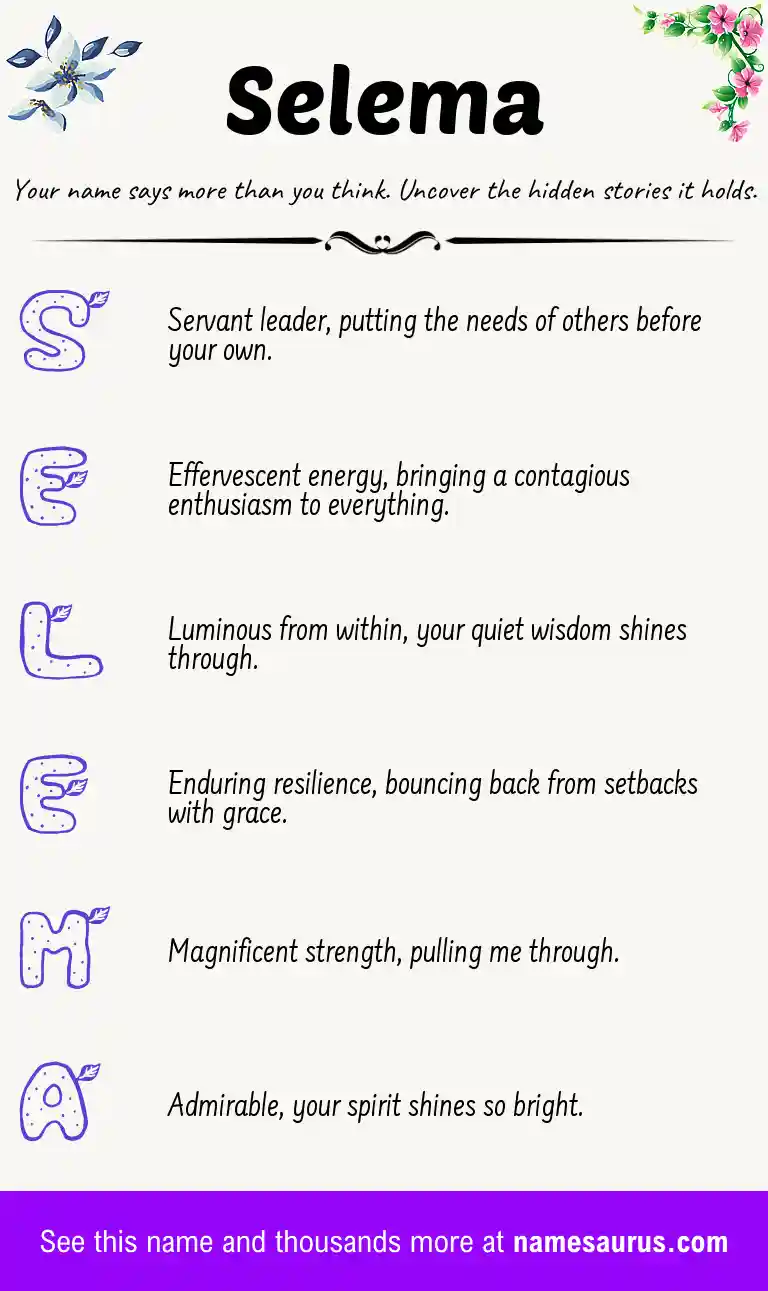 Acrostic poem about Selema.