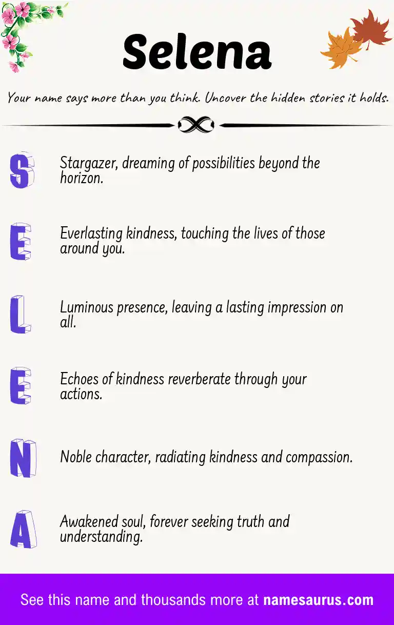 Acrostic poem about Selena.