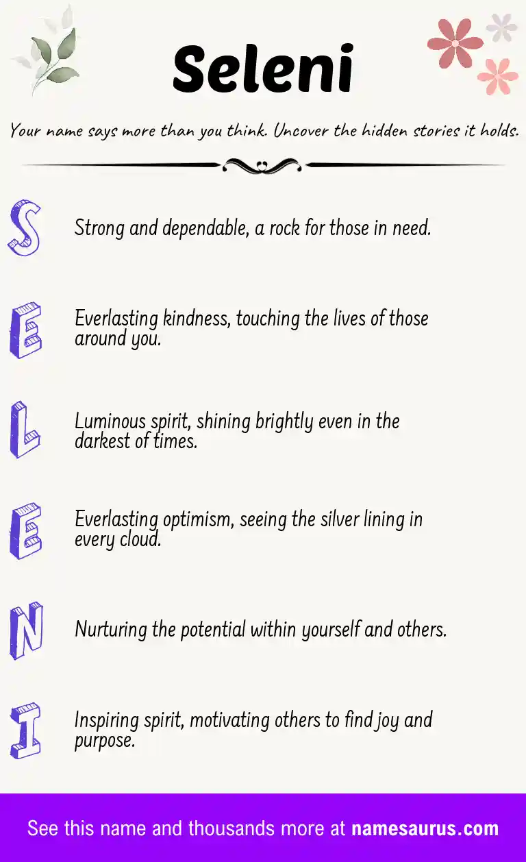 Acrostic poem about Seleni.
