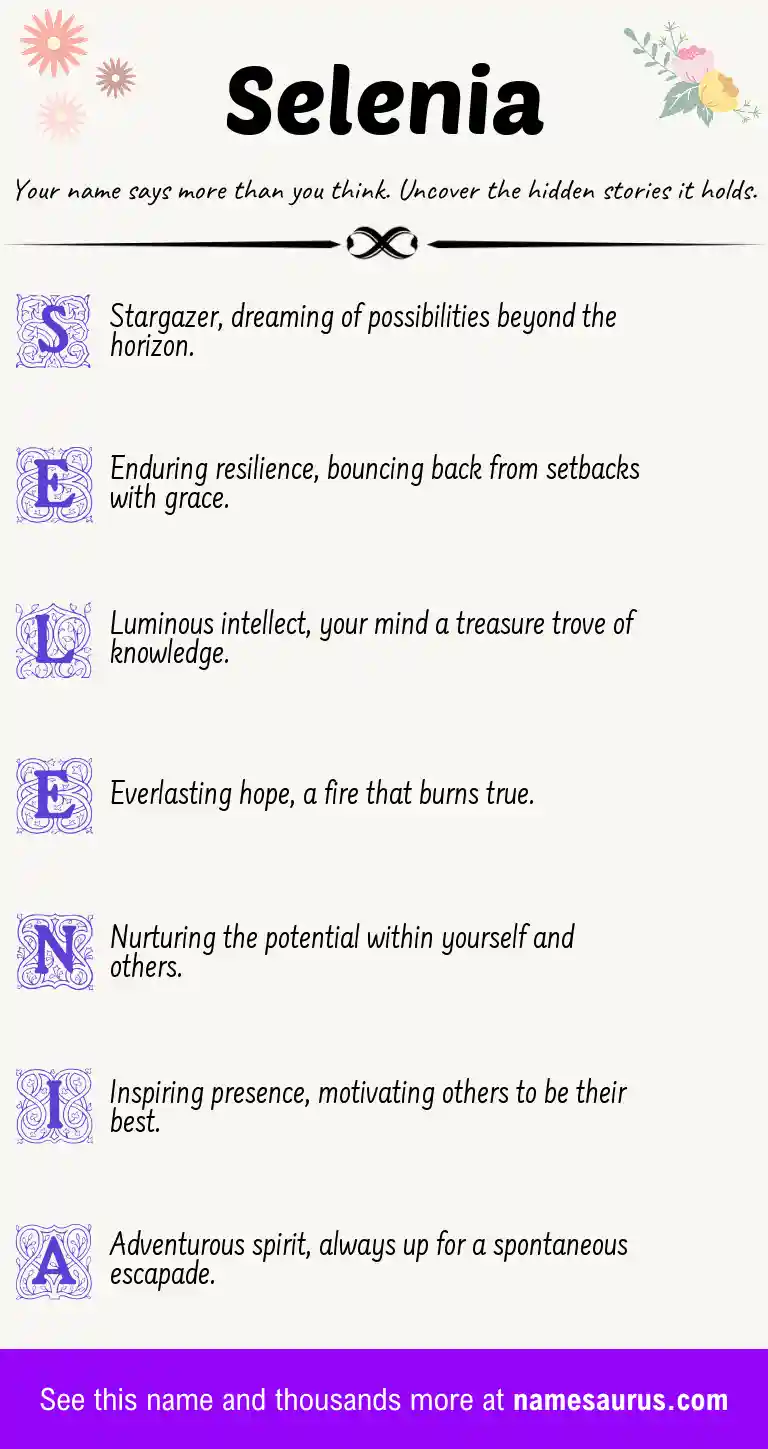 Acrostic poem about Selenia.