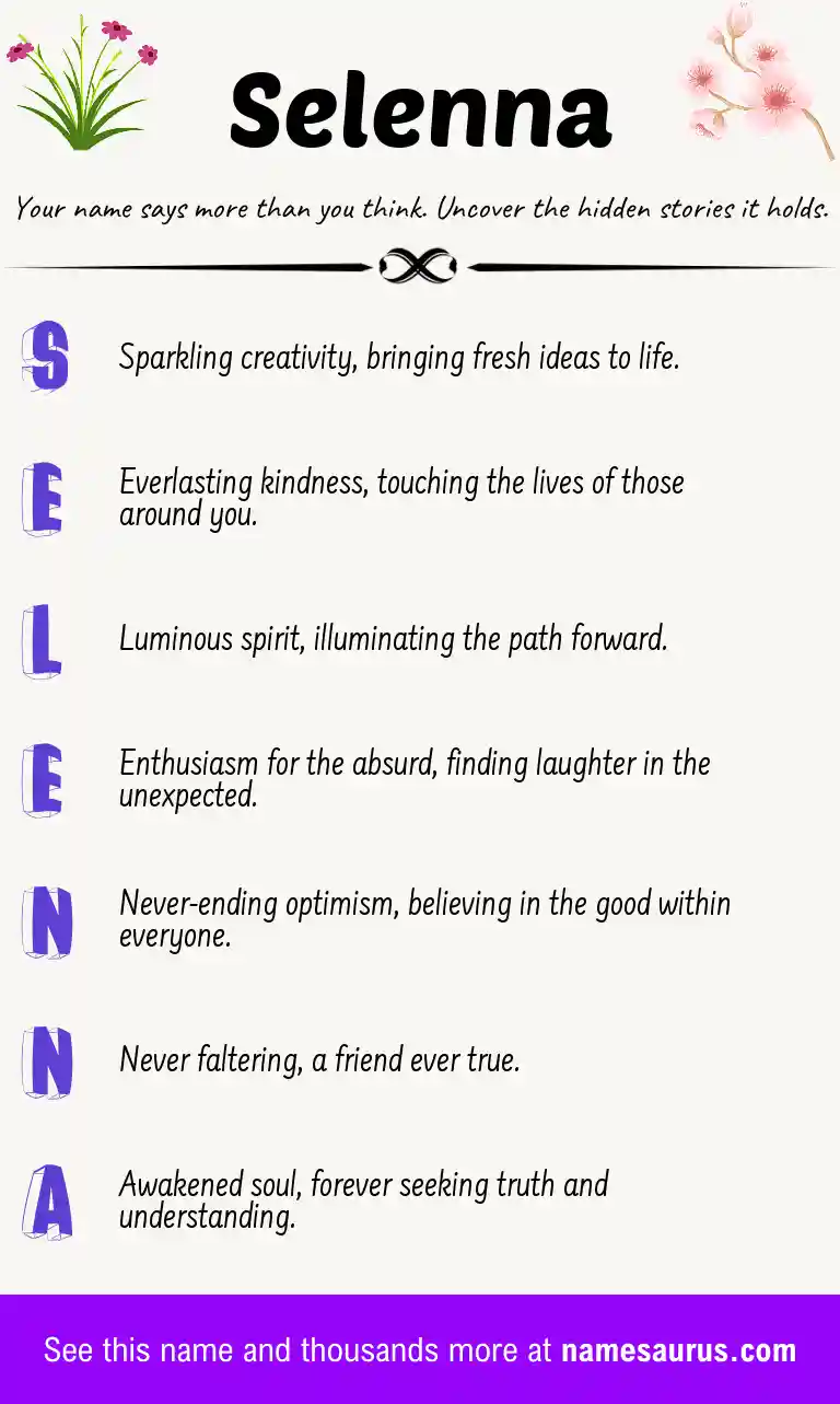 Acrostic poem about Selenna.