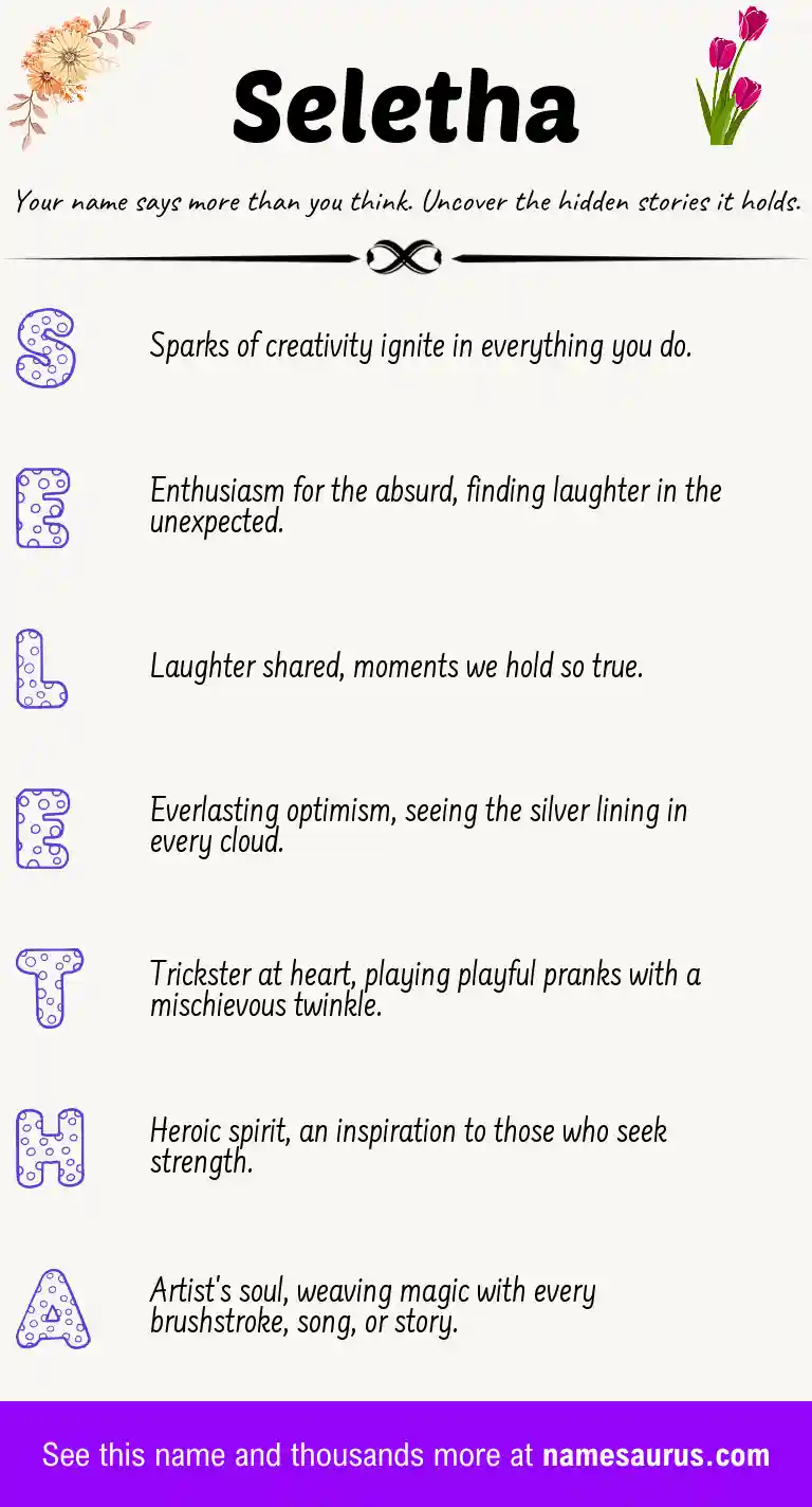 Acrostic poem about Seletha.