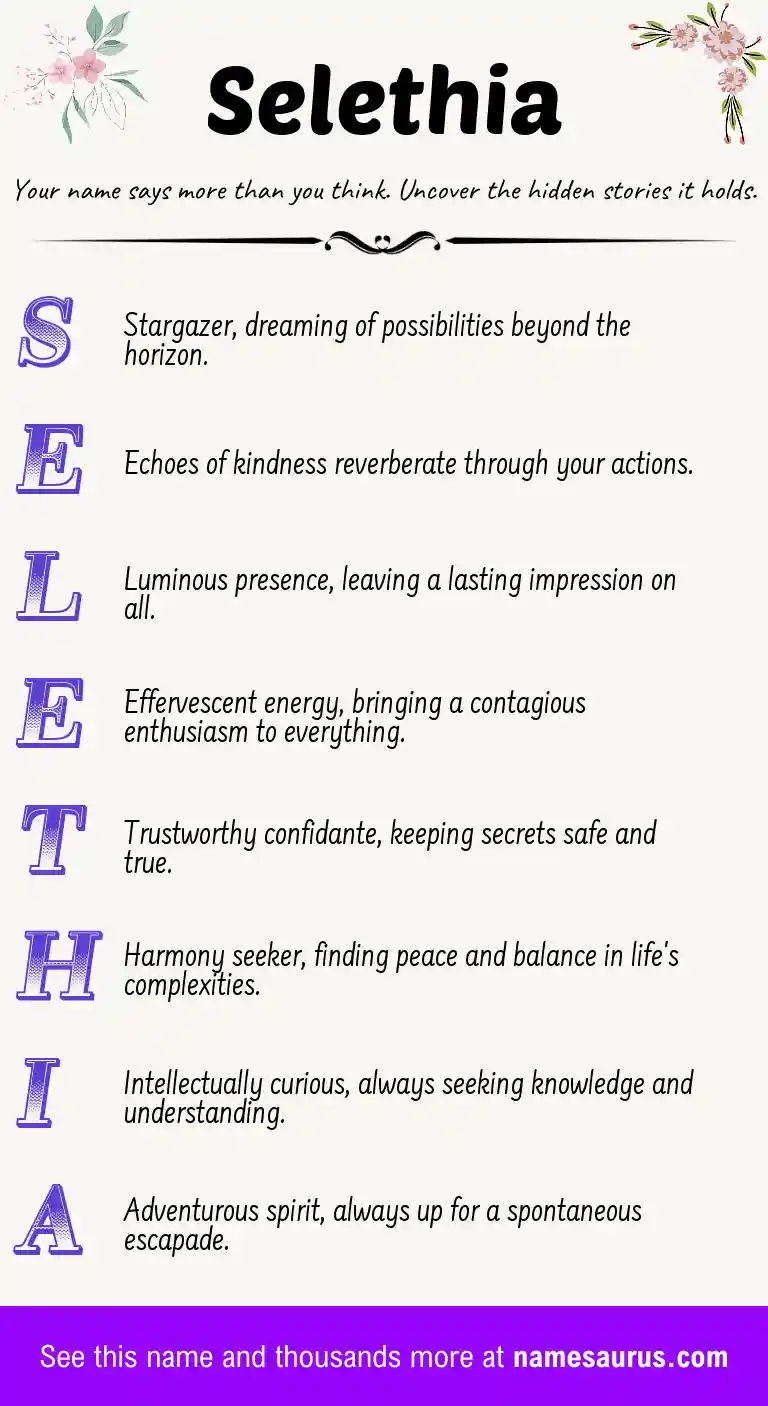 Acrostic poem about Selethia.