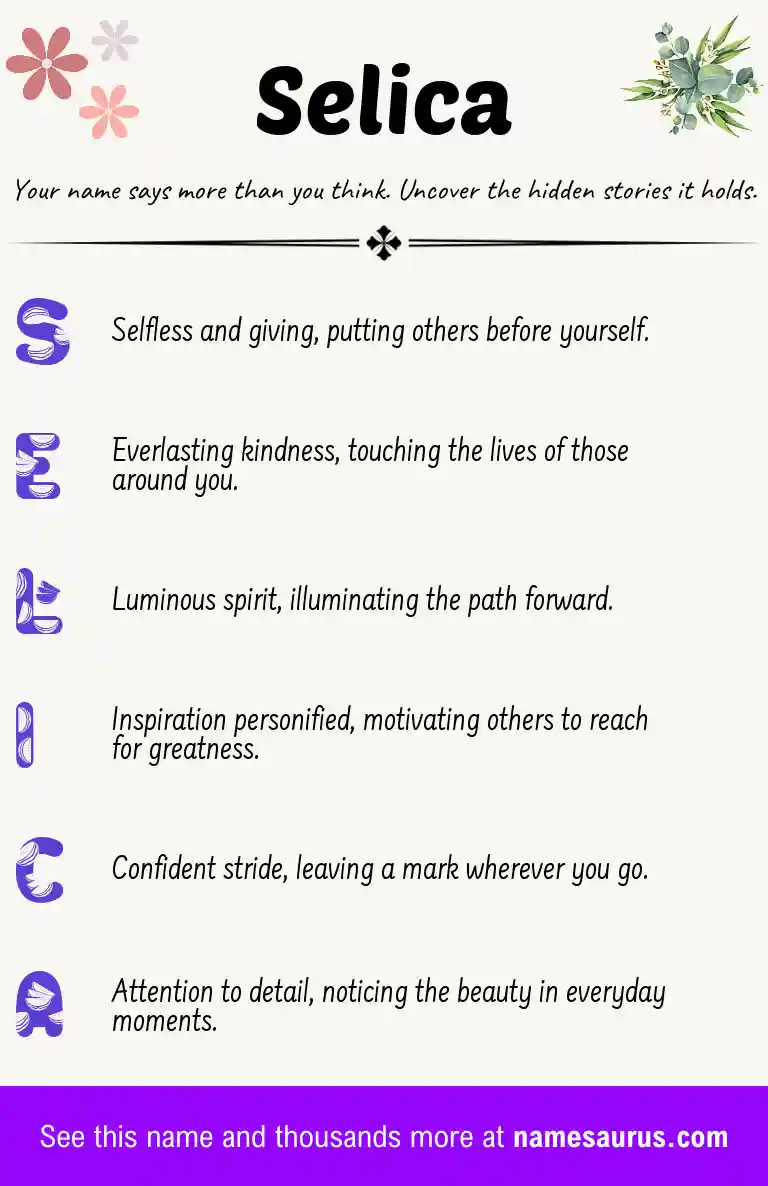 Acrostic poem about Selica.