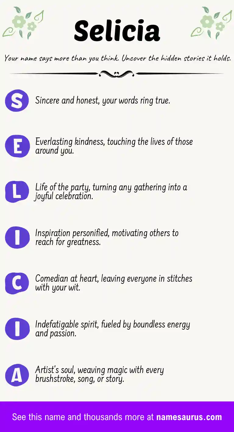 Acrostic poem about Selicia.