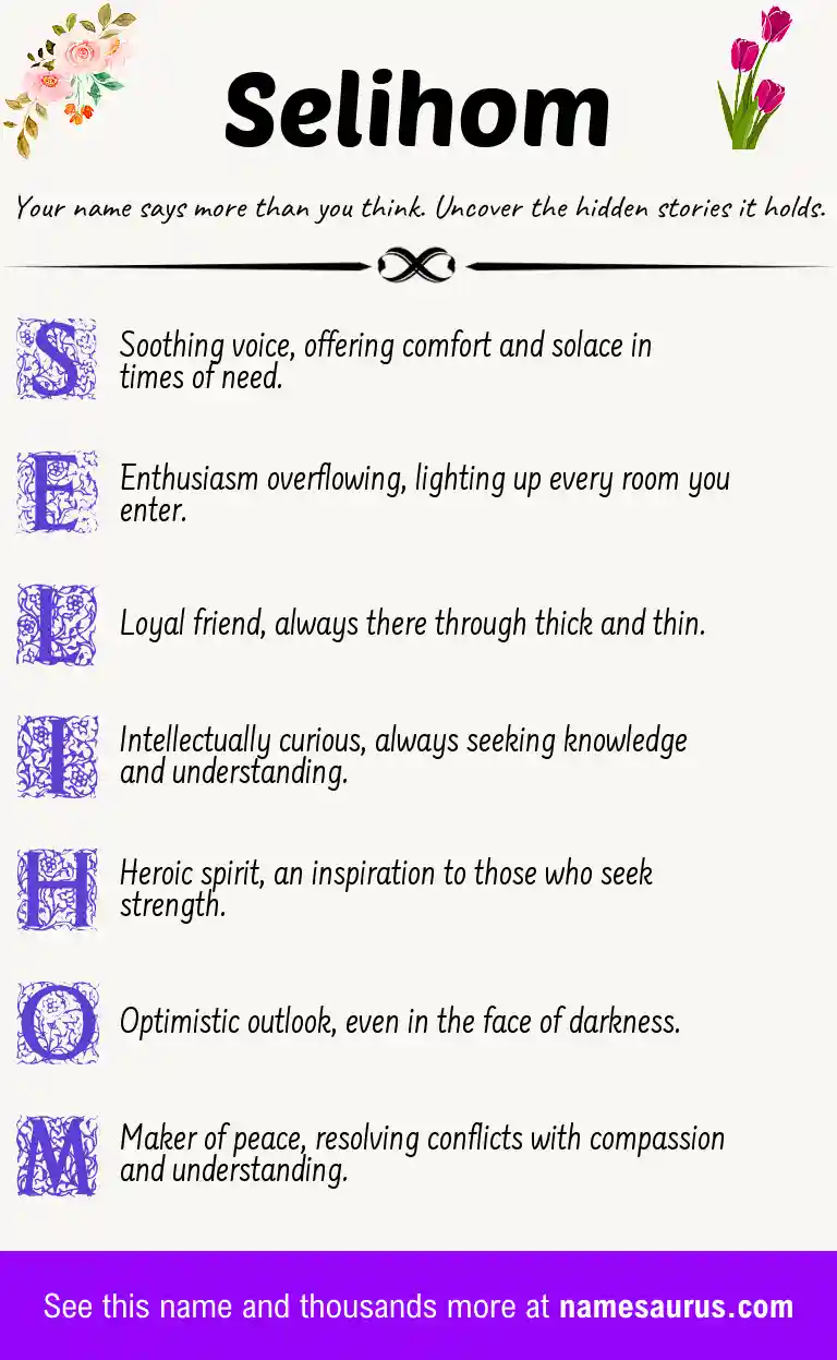 Acrostic poem about Selihom.